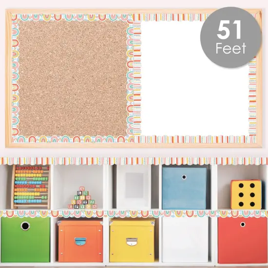 Big Dot of Happiness Pastel Boho Rainbow - Scalloped Classroom Decor - Bulletin Board Borders - 51 Feet {3}