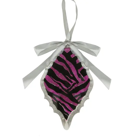 Allstate 5.75" Magenta Pink and Gray Glittered Diamond Prism Christmas Ornament {1}