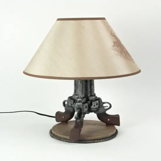 Old West Triple Six Shooter Revolver Table Lamp {4}