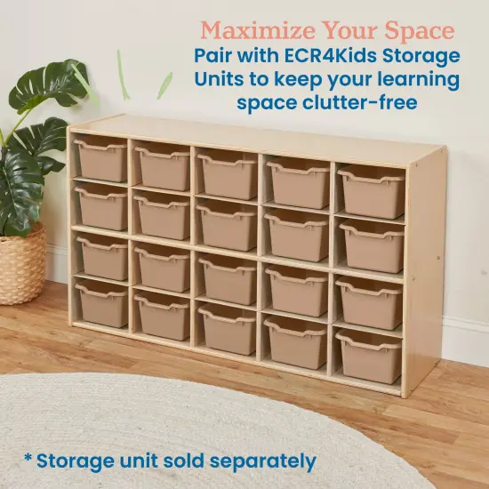 Scoop Front Storage Bins, Multipurpose Organization, 20-Pack Sand {5}