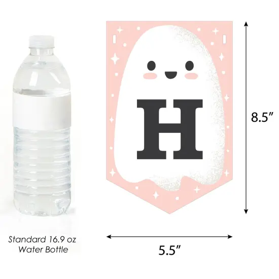 Big Dot of Happiness Pastel Halloween - Pink Pumpkin Party Bunting Banner - Party Decorations - Happy Halloween {4}