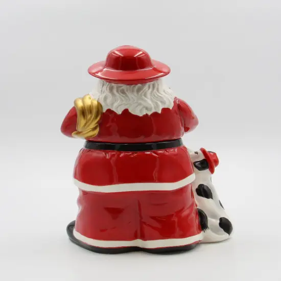 African American Firefighter Christmas Santa with Dalmation Dog Cookie Jar, Home Décor, Gift for Her, Him, Dad, Mom, Kitchen Décor {4}