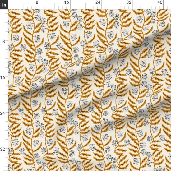 Various Fabrics by the Yard or Fat Quarter Boho Gold Floral Modern Botanical Mustard Garden Vine Abstract Custom Printed Fabric by Spoonflower {1}
