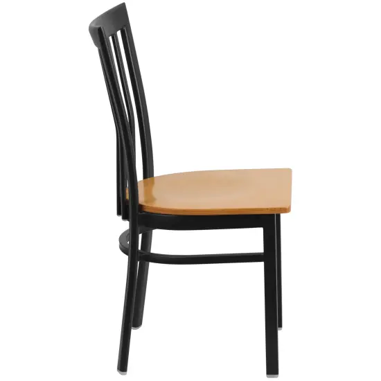 Emma and Oliver School House Back Metal Restaurant Dining Chair Natural/BlackMetal {4}