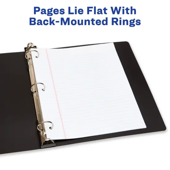 Avery 1" Hanging Storage Flexible 3 Ring Binders, Round Rings, 175-Sheet Capacity, Black, 4 Pack (17708) {5}