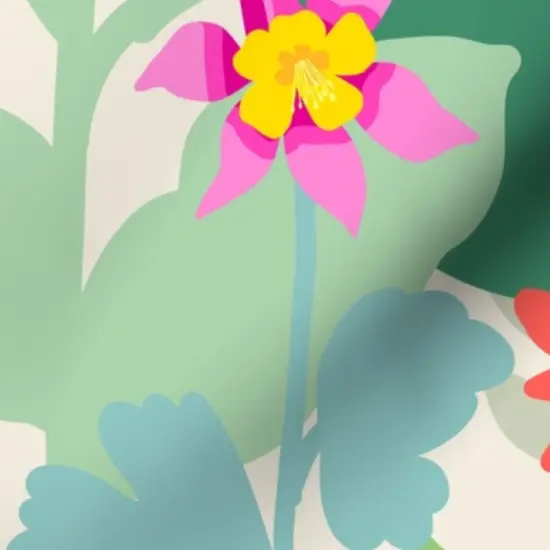 Various Fabrics by the Yard or Fat Quarter Floral Scandi Scandinavian Retro Large Scale Jumbo Anemone Peony Dahlia Wildflowers Custom Printed Fabric by Spoonflower {7}