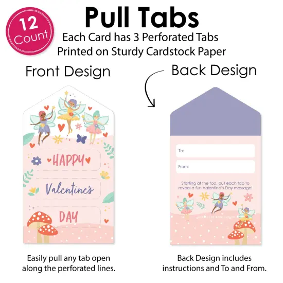 Big Dot of Happiness Let's Be Fairies - Fairy Garden Cards for Kids - Happy Valentine's Day Pull Tabs - Set of 12 {6}