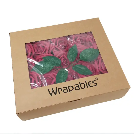 Wrapables Artificial Rose Flower, Real Touch Flowers for DIY Wedding Bouquets and Centerpieces Wine Red {4}