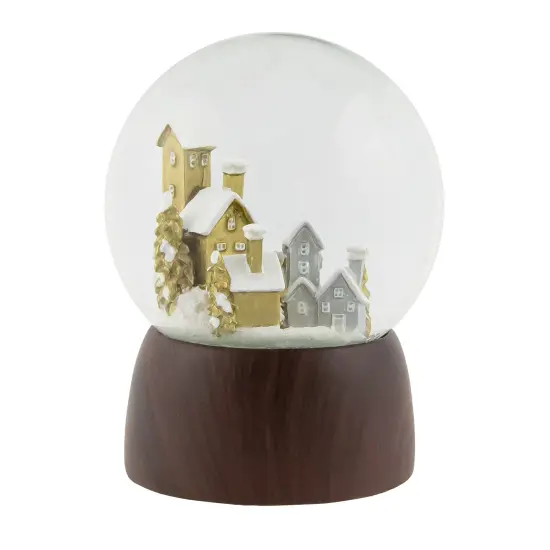Northlight Christmas Village in the Woods Musical Snow Globe - 6.5" Gold {6}