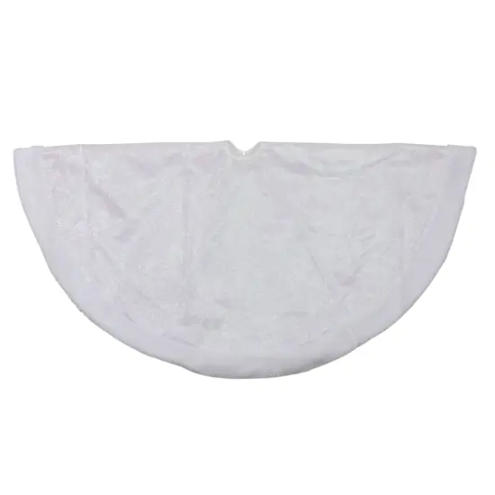 Northlight 48" White Iridescent Glitter Snowflake Christmas Tree Skirt {3}