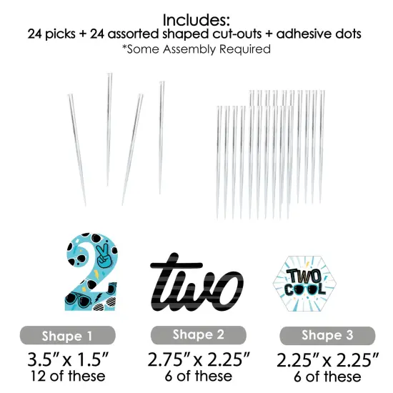 Big Dot of Happiness Two Cool - Boy - Dessert Cupcake Toppers - Blue 2nd Birthday Party Clear Treat Picks - Set of 24 {7}