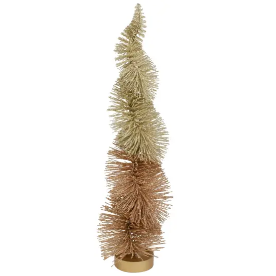Northlight Glittered Spiral Sisal Christmas Tree Decoration - 14" - Gold Finish {1}