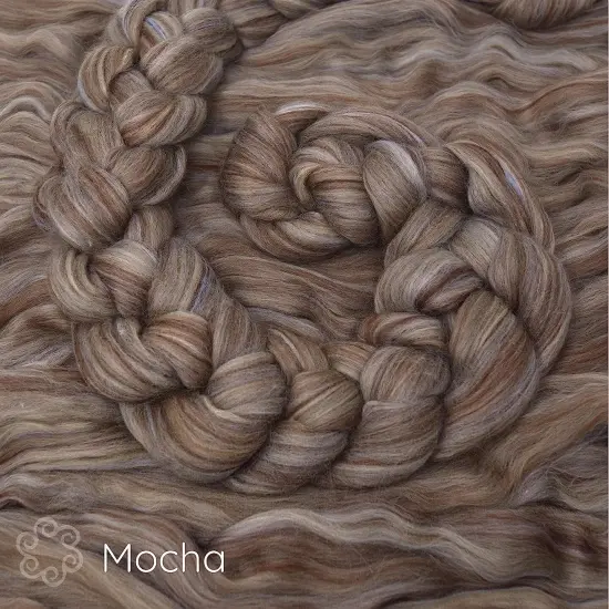 100% Superfine Merino Fiber: Winner's Circle. Soft Combed Top Roving Color Blend for Spinning, Felting, Weaving Mocha {3}