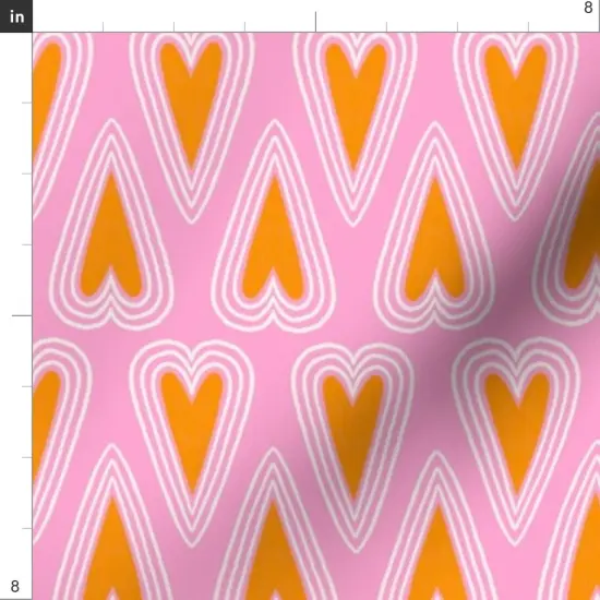 Various Fabrics by the Yard or Fat Quarter Hearts Pink Whimsical Valentine'S Day Cute Orange Valentine Custom Printed Fabric by Spoonflower {4}