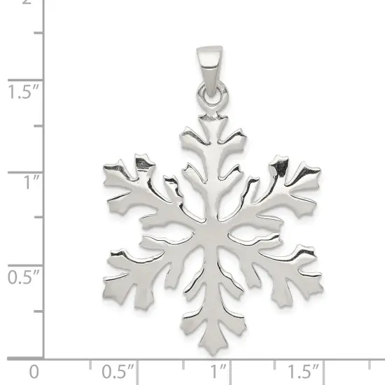 Sterling Silver Snowflake Pendant Charm Winter Jewelry 42 X 30mm  {2}