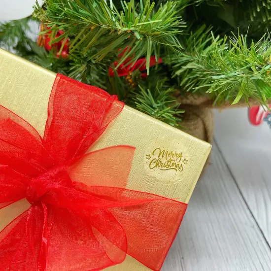 Wrapables Christmas Stickers Label Roll, Holiday Stickers for Sealing Cards, Envelopes, Gift Boxes, Festive Party Favors (500 pcs) Merry Christmas {5}