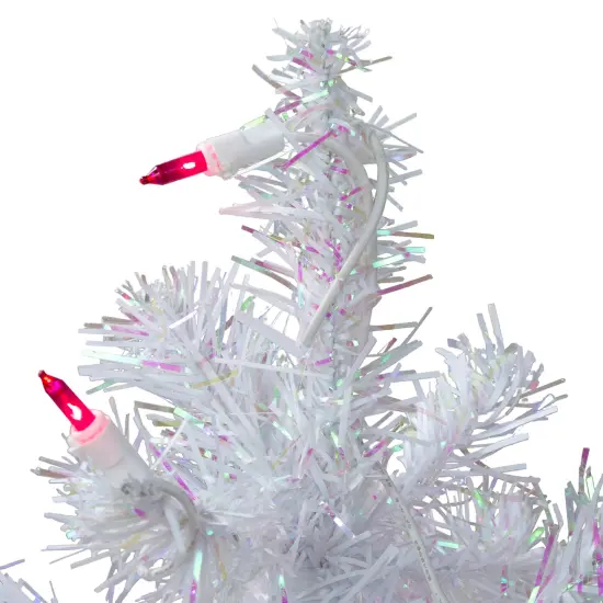 Northlight 2' Pre-Lit White Pine Slim Artificial Christmas Tree - Pink Lights {4}