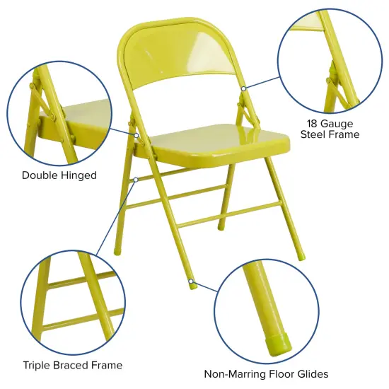 Emma and Oliver 2 Pack Home & Office Colorful Metal Folding Chair Teen and Event Seating Cobalt Blue {7}