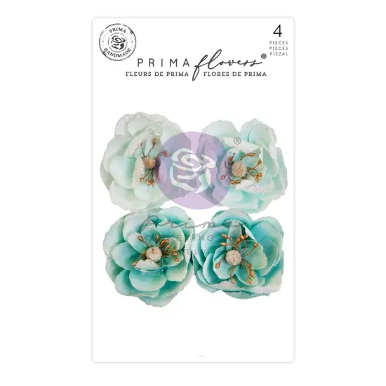 Prima Marketing Paper Flowers 4/Pkg-Postcards From Paradise - Soft Breeze {1}