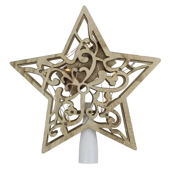 Northlight 10" Lighted Brown Star with Cut-Out Design Christmas Tree Topper - Clear Lights {3}