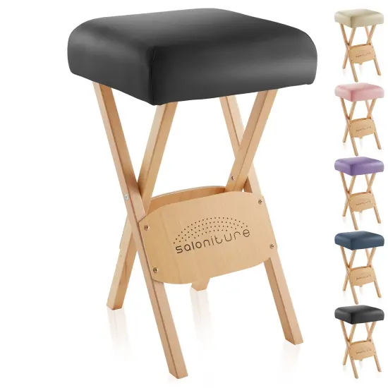 Saloniture Wood Folding Massage Stool with Carrying Case {7}