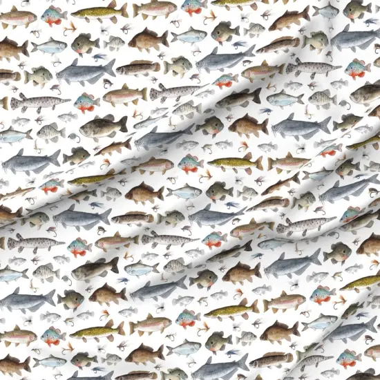 Various Fabrics by the Yard or Fat Quarter Fish Fishing Salmon Cabin Trout Fisherman Lures Sunfish Tackle Crappie Stream Muskie Sturgeon Custom Printed Fabric by Spoonflower {6}