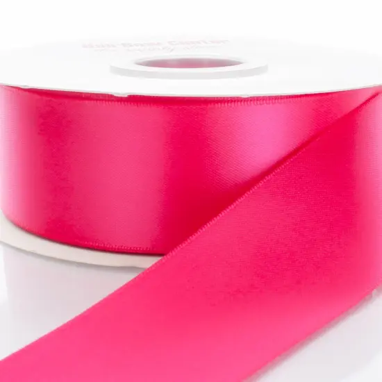 3/8" Double Faced Satin Ribbon Shocking Pink {1}