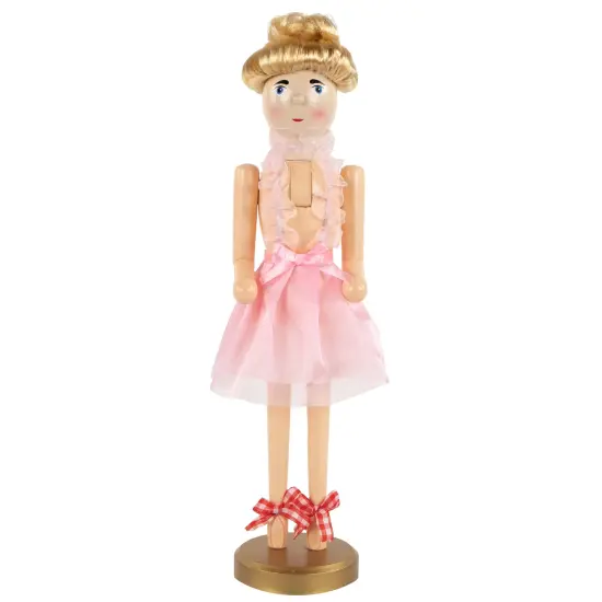 Nutcracker Factory 15.5" Pink Tutu Blonde Wooden Ballerina Wooden Christmas Nutcracker {1}