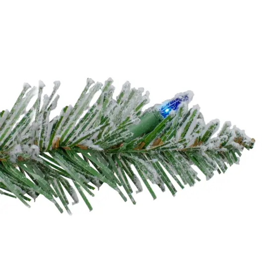 Northlight Pre-Lit Flocked Pine Artificial Christmas Garland - 9' x 10" - Multicolor Lights Green {3}