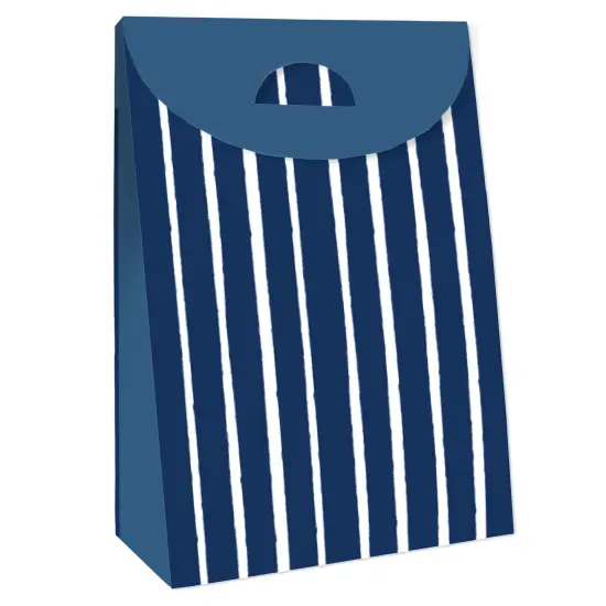 Big Dot of Happiness Navy Stripes - Simple Gift Favor Bags - Party Goodie Boxes - Set of 12 {4}