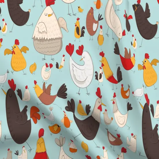 Various Fabrics by the Yard or Fat Quarter Animal Whimsical Illustrative Chicken Custom Printed Fabric by Spoonflower {5}
