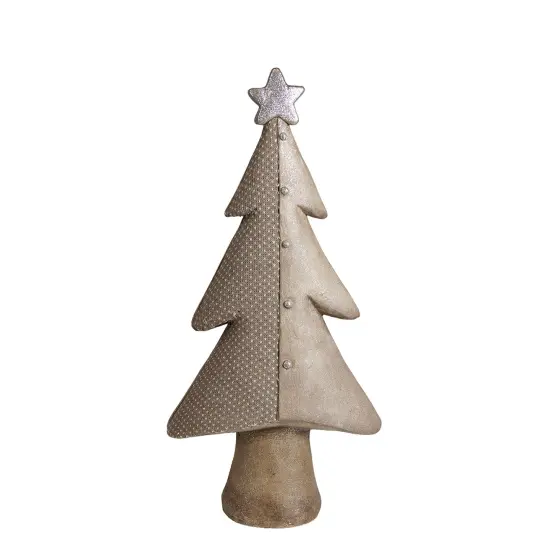 Northlight Textured Christmas Tree with Buttons and a Glitter Star Figure - 24" - Brown {1}