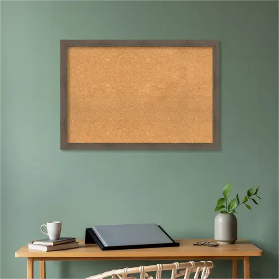 Hardwood Narrow Wood Framed Corkboard, Natural Cork Hardwood Mocha {5}