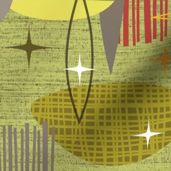 Various Fabrics by the Yard or Fat Quarter Mid Century Modern Graphic Green Vintage Retro Gold Atomic Custom Printed Fabric by Spoonflower {7}