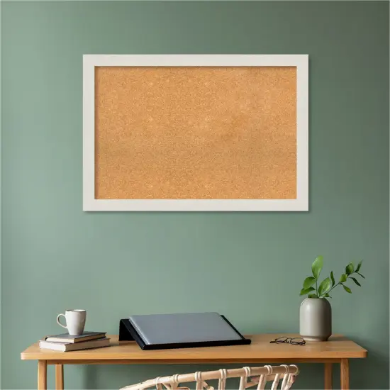 Rustic Plank Narrow Framed Corkboard, Natural Cork White {5}