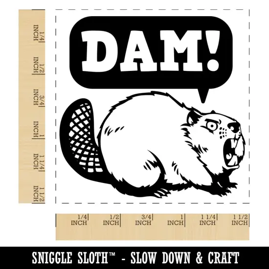 Grumpy Beaver Yelling Dam Self-Inking Rubber Stamp Ink Stamper Black {1}