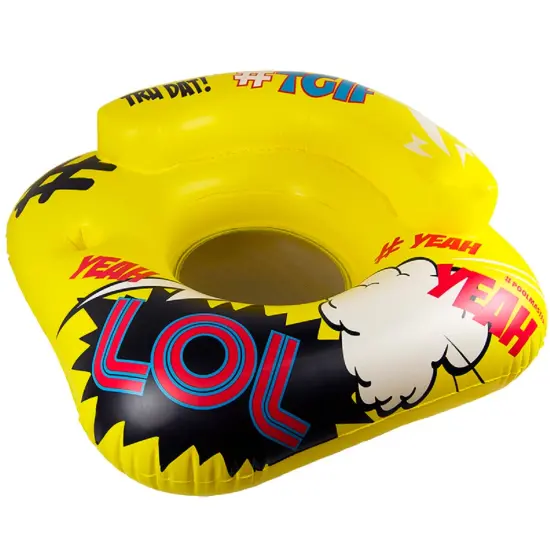 Pool Central 47" Inflatable Yellow and Black Teen Abbreviation Swimming Pool Lounge Chair {1}