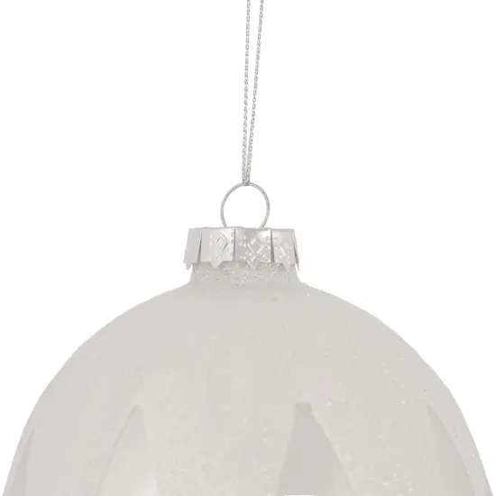 Northlight 4" Pearl White and Glitter Glass Ball Christmas Ornament {3}