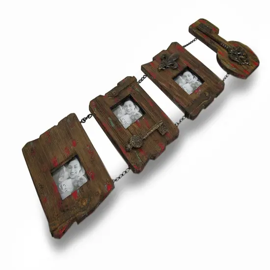 3 Panel Shabby Chic Recycled Wood Wall Photo Frame {3}