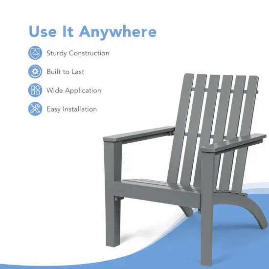 Costway Outdoor Wooden Adirondack Chair Patio Lounge Chair w/ Armrest {8}