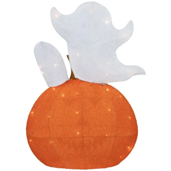 Northlight LED Lighted Jack-O-Lantern and Ghosts Halloween Decoration - 27.5" - Clear Lights Orange {7}