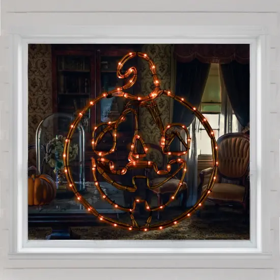 Northlight 18" Orange Jack O Lantern 4 Function LED Lighted Halloween Window Silhouette {4}