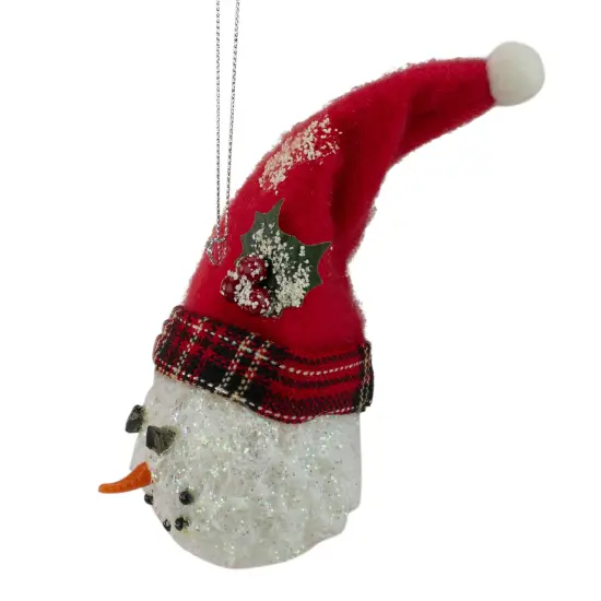 Roman 5" Red and White Twas the Night Snowman Head with Plaid Hat Christmas Ornament {3}