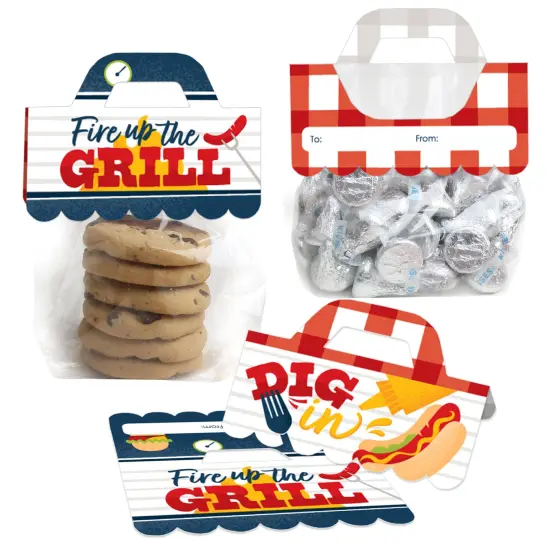 Big Dot of Happiness Fire Up the Grill - DIY Summer BBQ Picnic Party Clear Goodie Favor Bag Labels - Candy Bags with Toppers - Set of 24 {1}