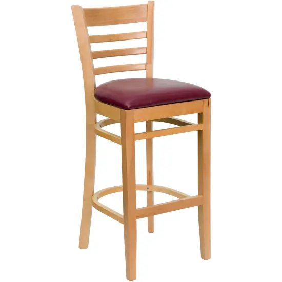 Emma and Oliver Ladder Back Wooden Restaurant Dining Barstool BurgundyVYL/Mahogany {6}
