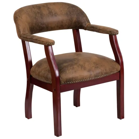 Emma and Oliver Conference Chair with Accent Nail Trim Burgundy LeatherSoft {6}