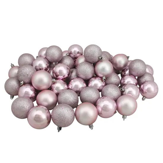Northlight Shatterproof 4-Finish Christmas Ball Ornaments - 2.5" (60mm) - Pink - 60ct {1}