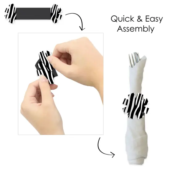 Big Dot of Happiness Zebra Print - Safari Party Paper Napkin Holder - Napkin Rings - Set of 24 {6}