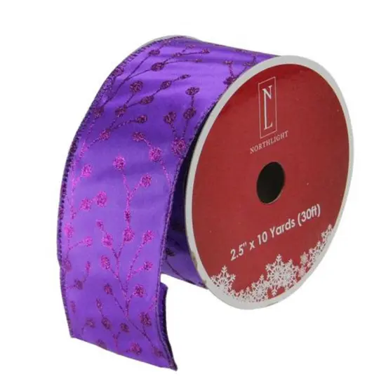 Northlight Shimmering Purple Tree Wired Christmas Craft Ribbon 2.5" x 10 Yards {1}