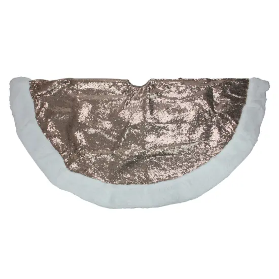 Northlight 48" Brown and White Paillette Sequins Round Christmas Tree Skirt {3}